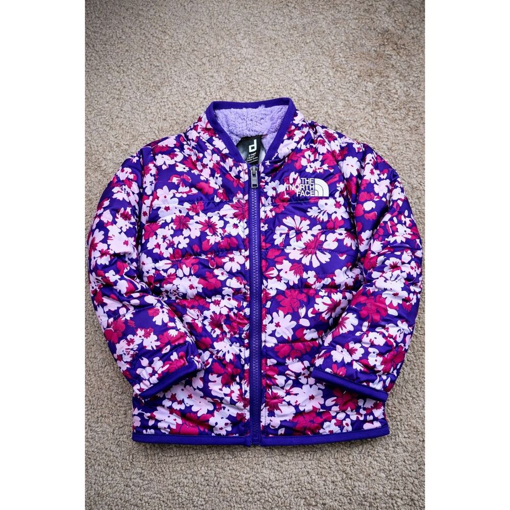 The North Face Baby Girl Floral Puffer Jacket Purple Pink Size 12–18 Months Flee
